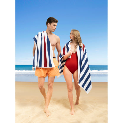 American Soft Linen, teli mare 100% cotone, confezione da 4, teli piscina a righe Cabana 30 x 60 cm