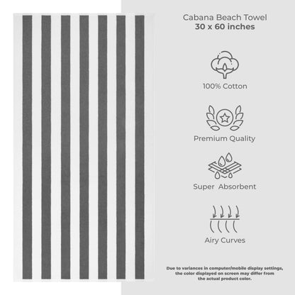 American Soft Linen, teli mare 100% cotone, confezione da 4, teli piscina a righe Cabana 30 x 60 cm