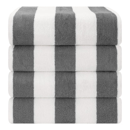 American Soft Linen, teli mare 100% cotone, confezione da 4, teli piscina a righe Cabana 30 x 60 cm