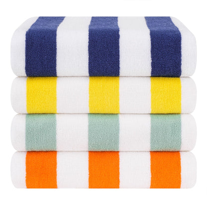 American Soft Linen, teli mare 100% cotone, confezione da 4, teli piscina a righe Cabana 30 x 60 cm