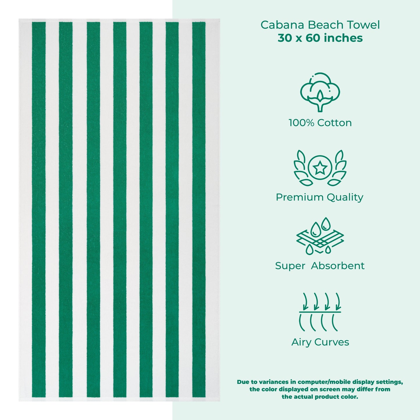 American Soft Linen, teli mare 100% cotone, confezione da 4, teli piscina a righe Cabana 30 x 60 cm