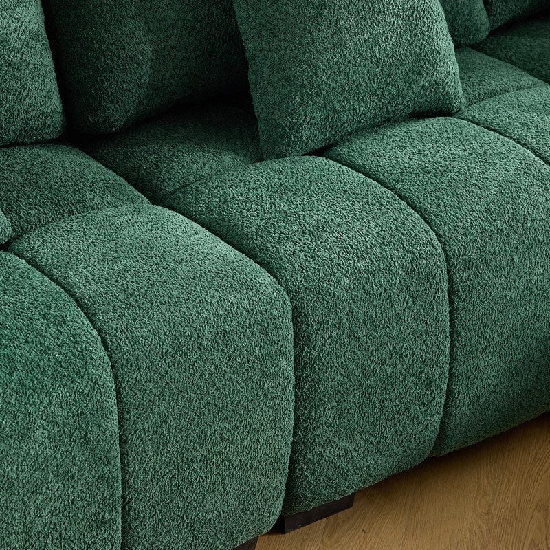 Divano americano in tessuto bouclé con pouf - 3 posti 1 pouf