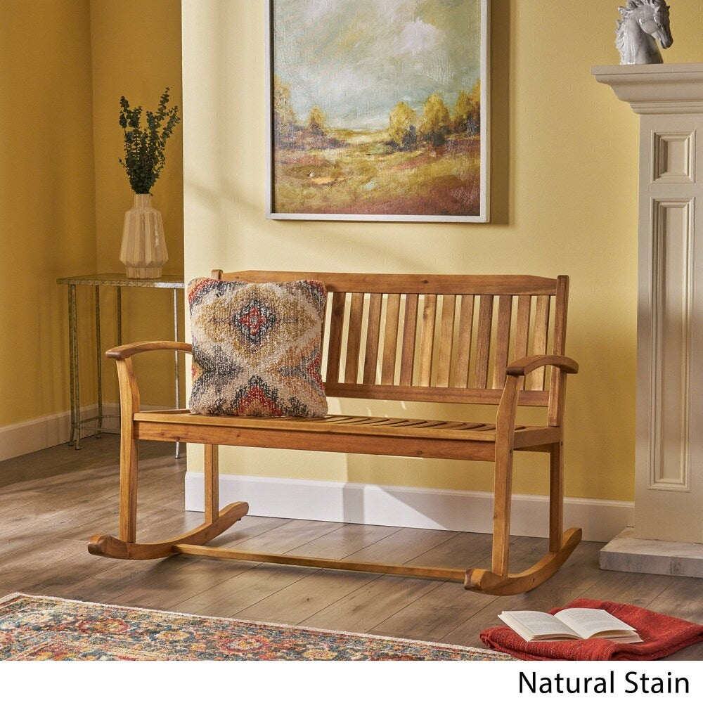 Sedia a dondolo da giardino in legno di acacia Amina di Christopher Knight Home