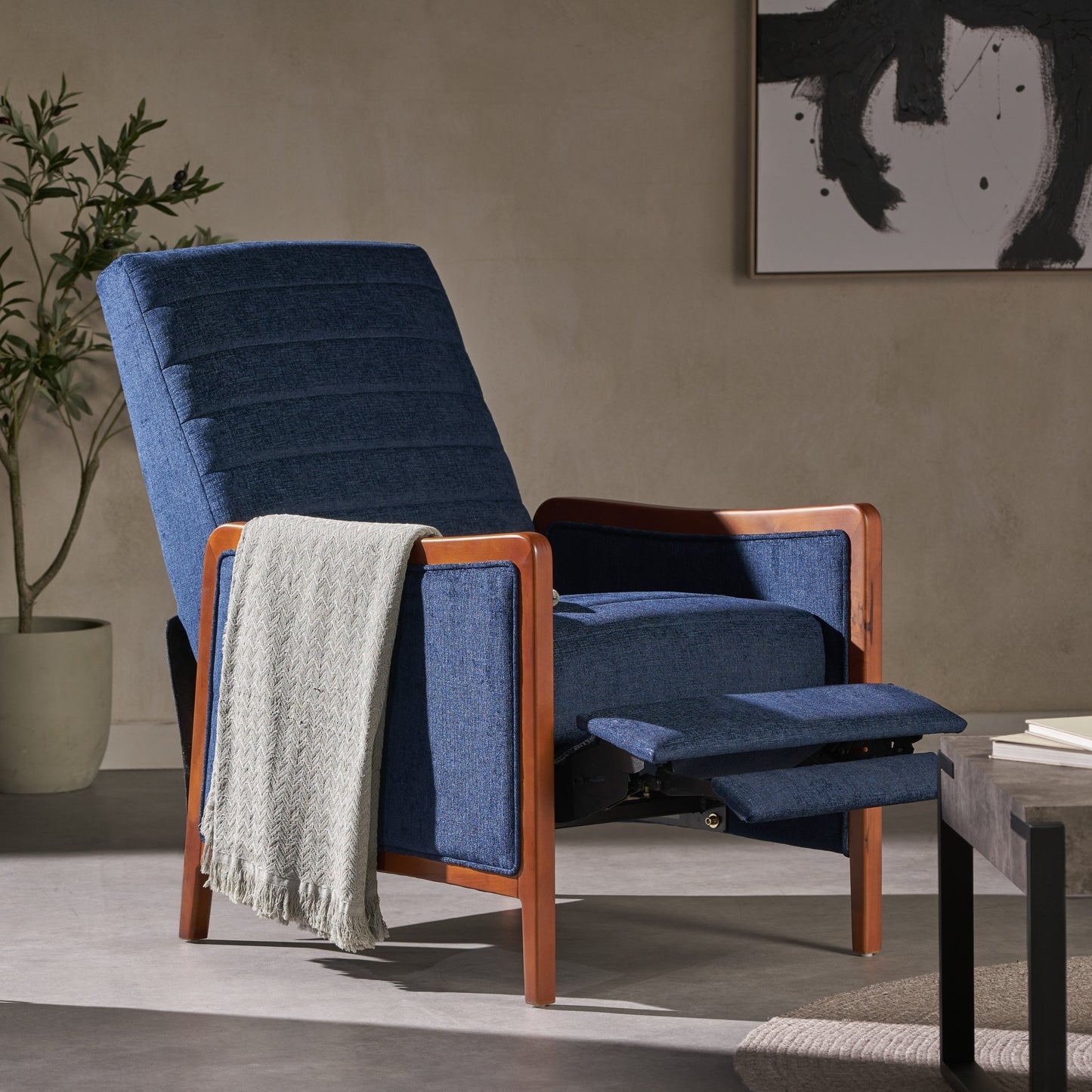 Poltrona reclinabile con schienale a spinta Anaura Channel Stitch di Christopher Knight Home