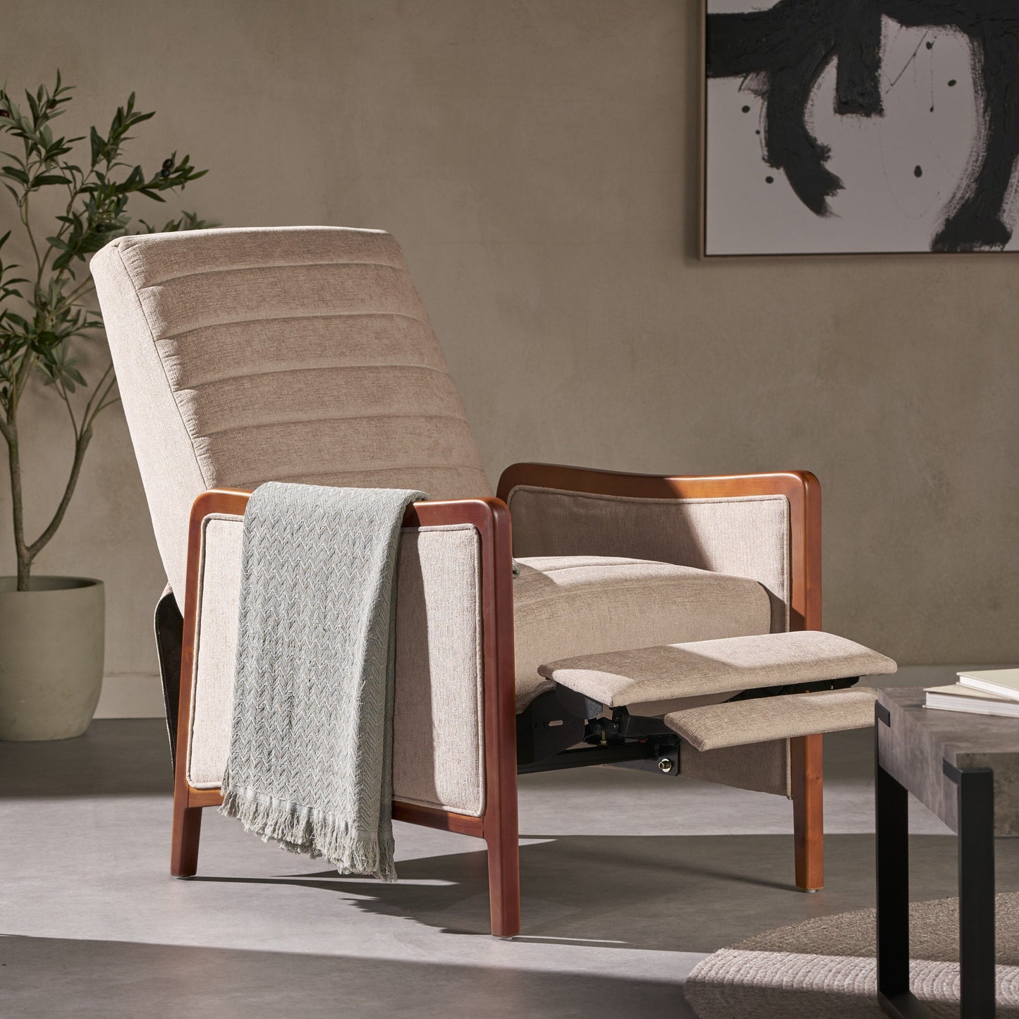 Poltrona reclinabile con schienale a spinta Anaura Channel Stitch di Christopher Knight Home