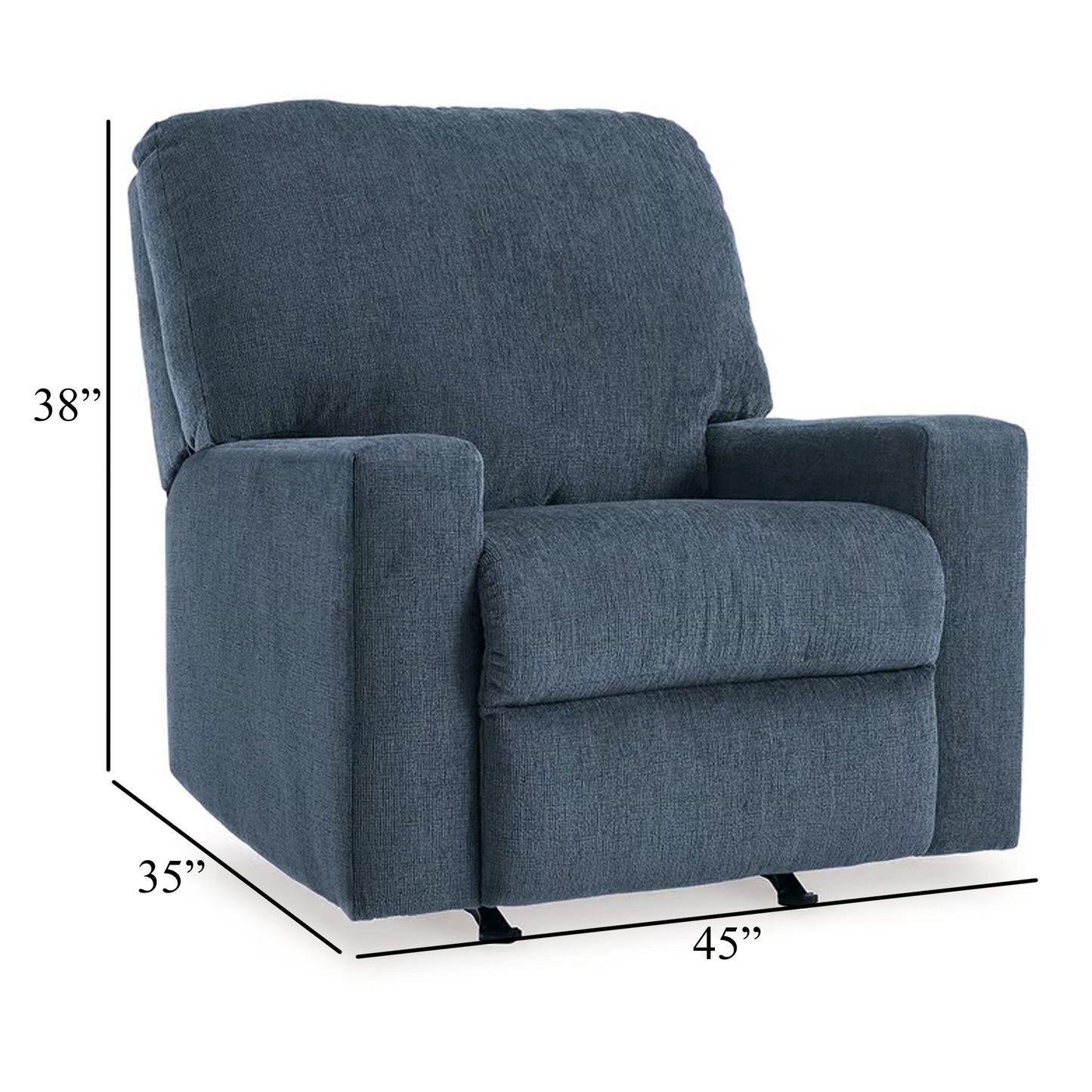 Poltrona reclinabile manuale Anise, con linguetta, in poliestere blu navy