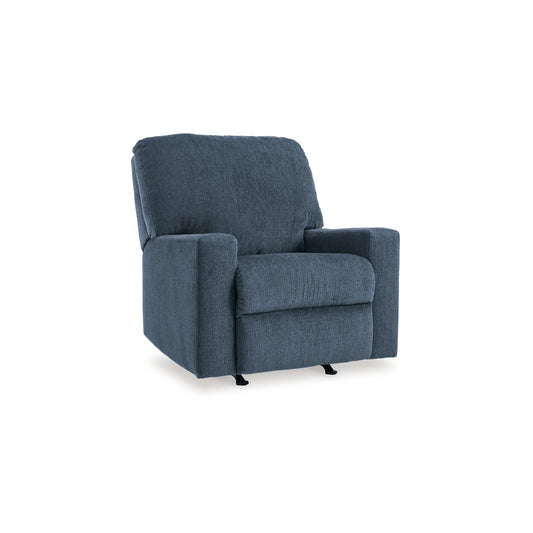 Poltrona reclinabile manuale Anise, con linguetta, in poliestere blu navy