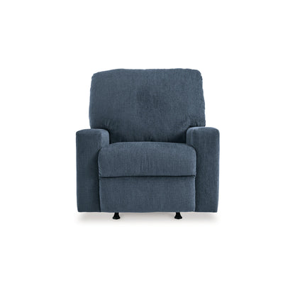 Poltrona reclinabile manuale Anise, con linguetta, in poliestere blu navy