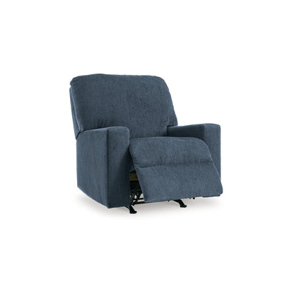 Poltrona reclinabile manuale Anise, con linguetta, in poliestere blu navy