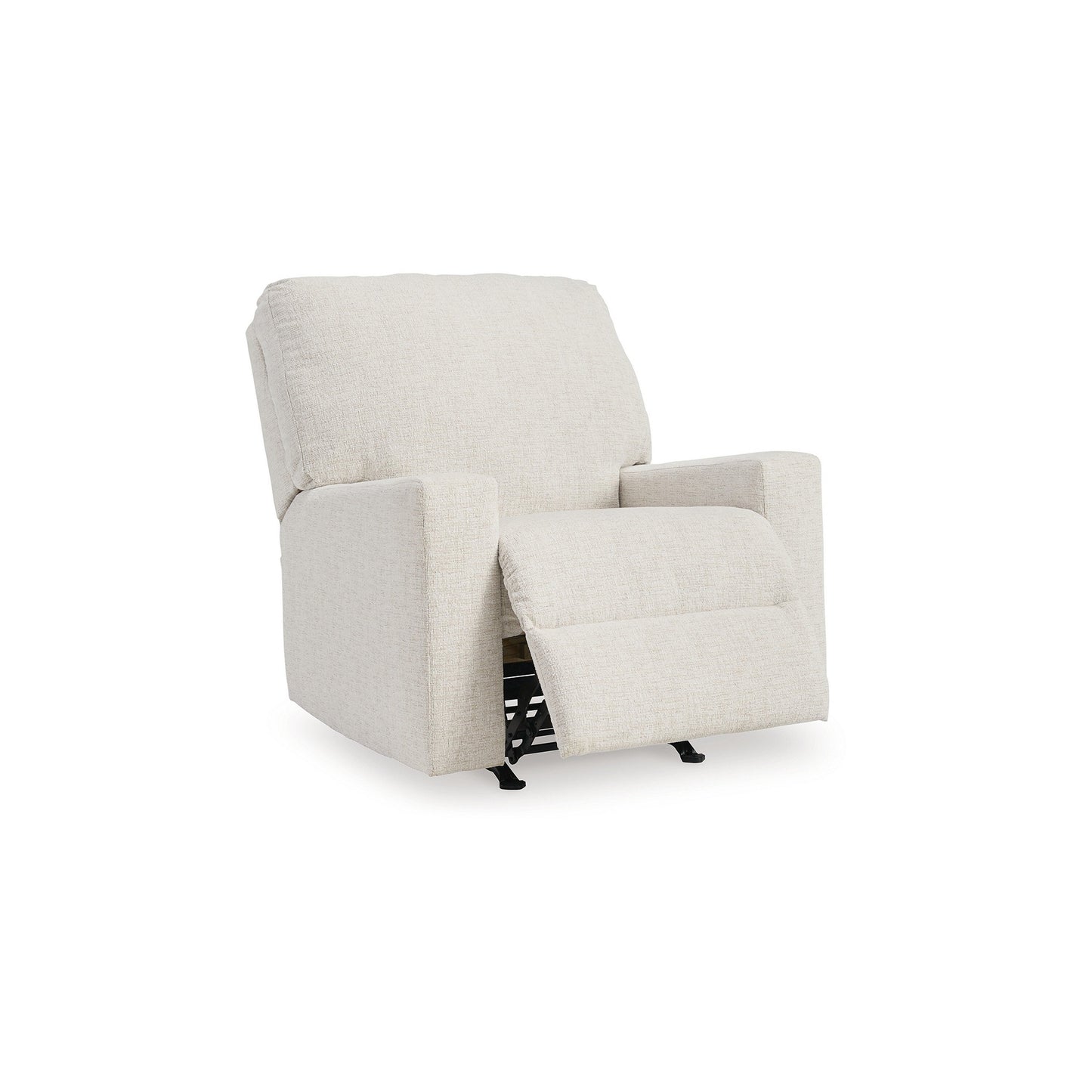 Poltrona reclinabile manuale Anise, con linguetta, in poliestere bianco neve