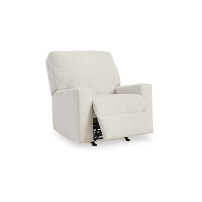 Poltrona reclinabile manuale Anise, con linguetta, in poliestere bianco neve