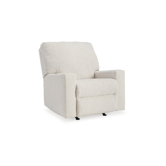 Poltrona reclinabile manuale Anise, con linguetta, in poliestere bianco neve