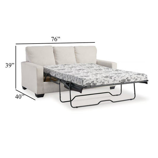 Divano letto Anise con letto matrimoniale estraibile, poliestere bianco neve