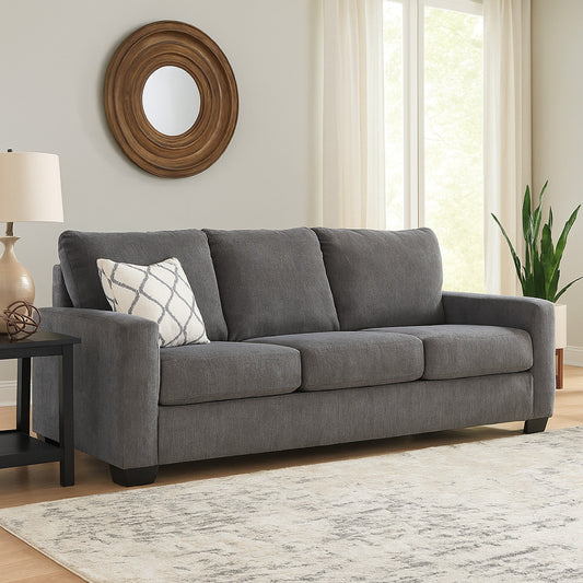 Divano letto Anise con letto matrimoniale estraibile, poliestere grigio peltro