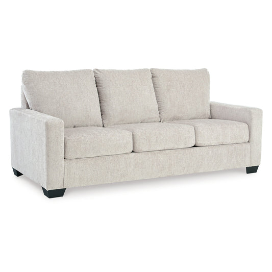 Divano letto Anise con letto matrimoniale estraibile, poliestere bianco neve