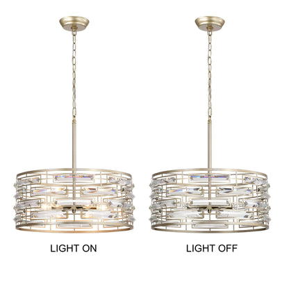 Lampadario Anita Drum Shade con prisma in vetro trasparente