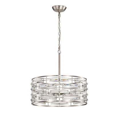 Lampadario Anita Drum Shade con prisma in vetro trasparente