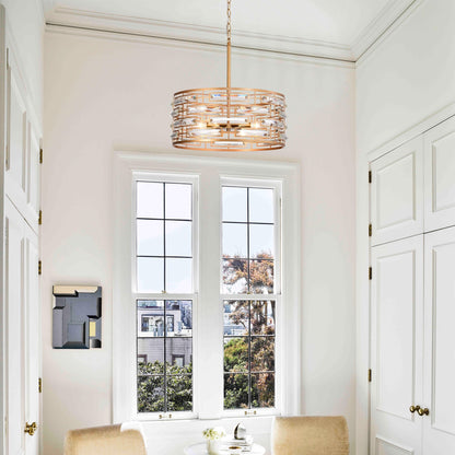 Lampadario Anita Drum Shade con prisma in vetro trasparente