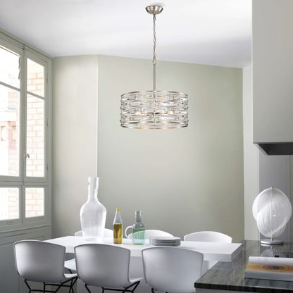 Lampadario Anita Drum Shade con prisma in vetro trasparente
