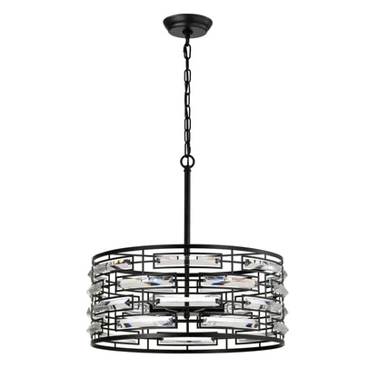 Lampadario Anita Drum Shade con prisma in vetro trasparente