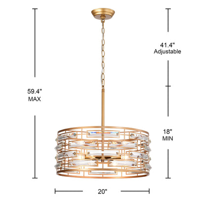 Lampadario Anita Drum Shade con prisma in vetro trasparente