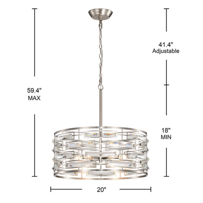 Lampadario Anita Drum Shade con prisma in vetro trasparente