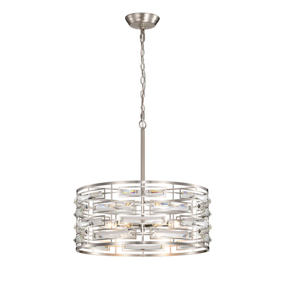 Lampadario Anita Drum Shade con prisma in vetro trasparente