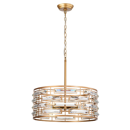 Lampadario Anita Drum Shade con prisma in vetro trasparente