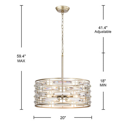 Lampadario Anita Drum Shade con prisma in vetro trasparente