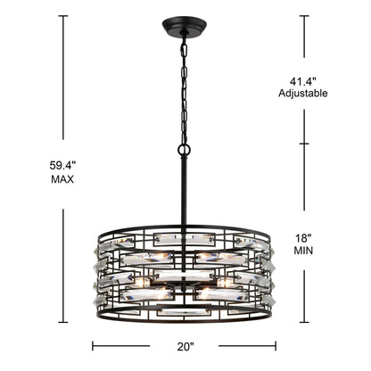 Lampadario Anita Drum Shade con prisma in vetro trasparente