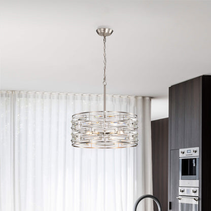 Lampadario Anita Drum Shade con prisma in vetro trasparente
