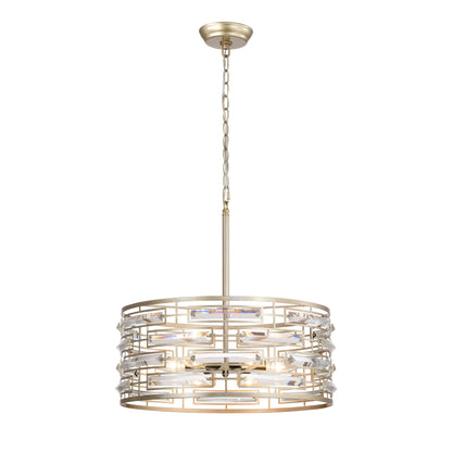 Lampadario Anita Drum Shade con prisma in vetro trasparente