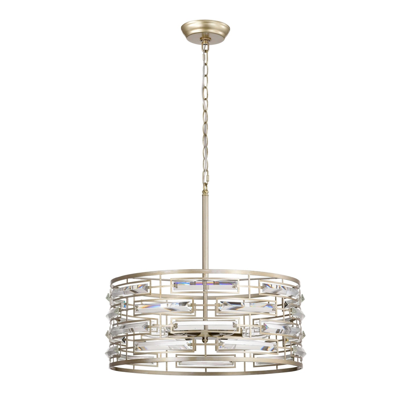 Lampadario Anita Drum Shade con prisma in vetro trasparente