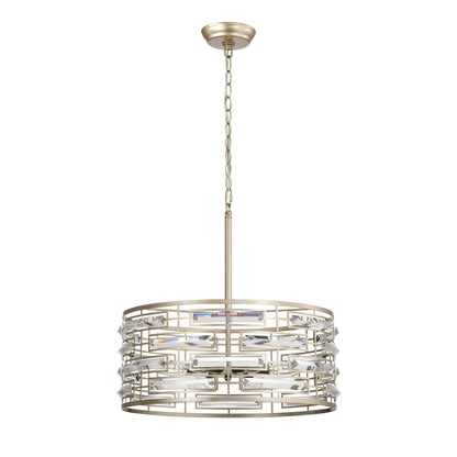 Lampadario Anita Drum Shade con prisma in vetro trasparente