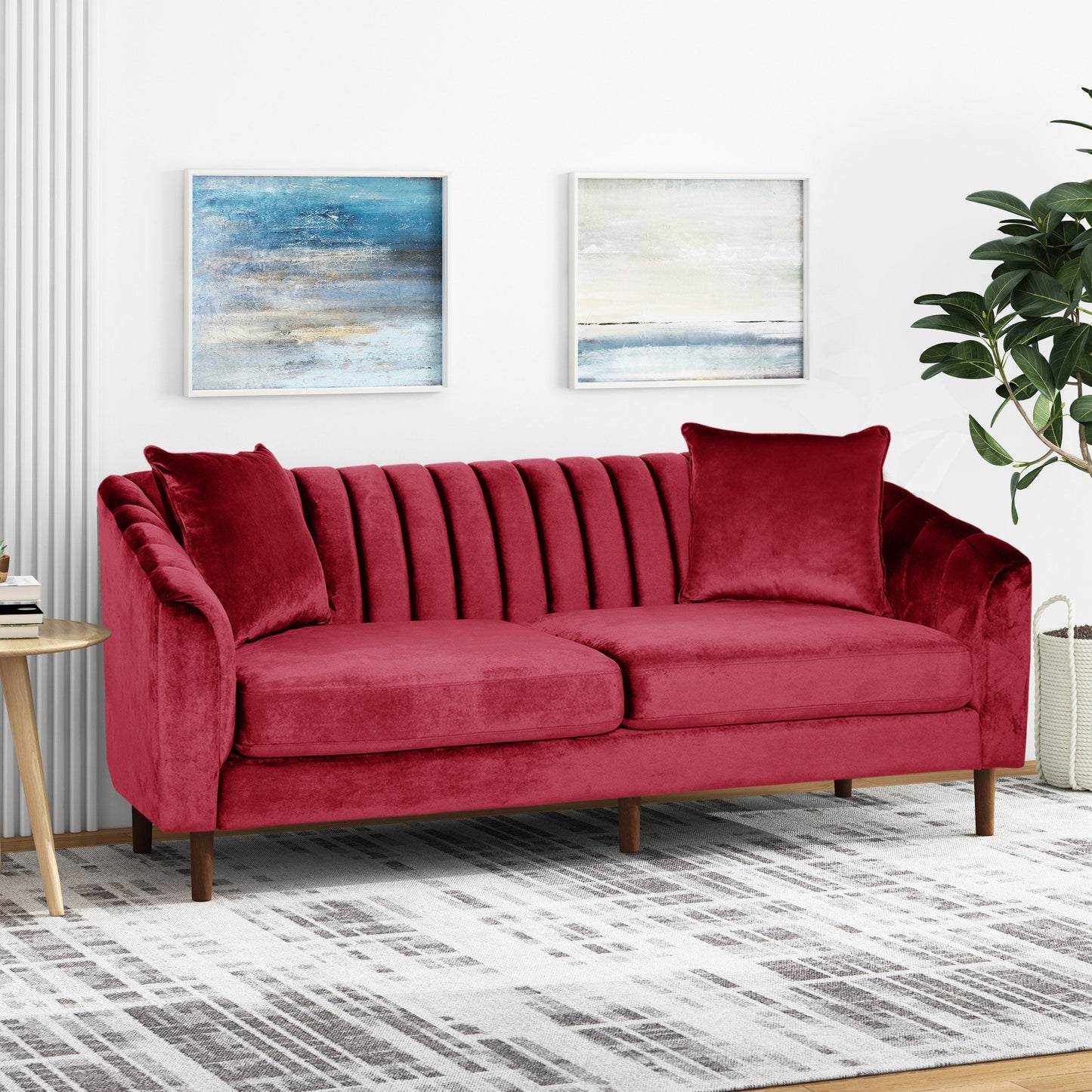 Divano a 3 posti in velluto contemporaneo Ansonia di Christopher Knight Home