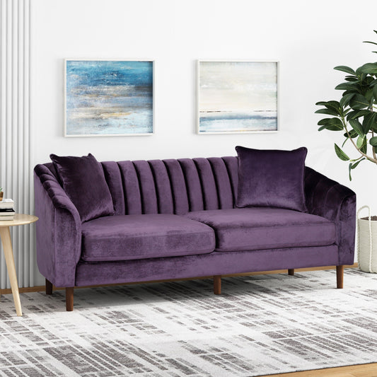 Divano a 3 posti in velluto contemporaneo Ansonia di Christopher Knight Home