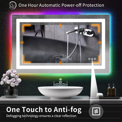 Specchio da bagno antiappannamento retroilluminato RGB e frontale a LED
