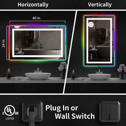 Specchio da bagno antiappannamento retroilluminato RGB e frontale a LED