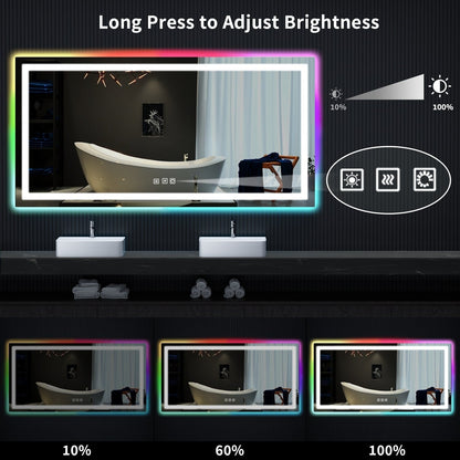 Specchio da bagno antiappannamento retroilluminato RGB e frontale a LED