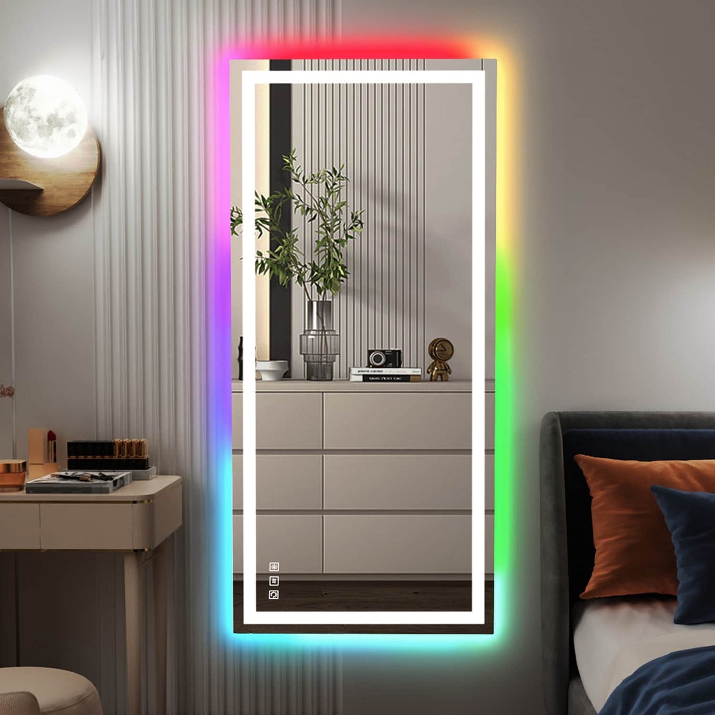 Specchio da bagno antiappannamento retroilluminato RGB e frontale a LED