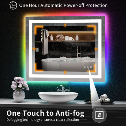 Specchio da bagno antiappannamento retroilluminato RGB e frontale a LED