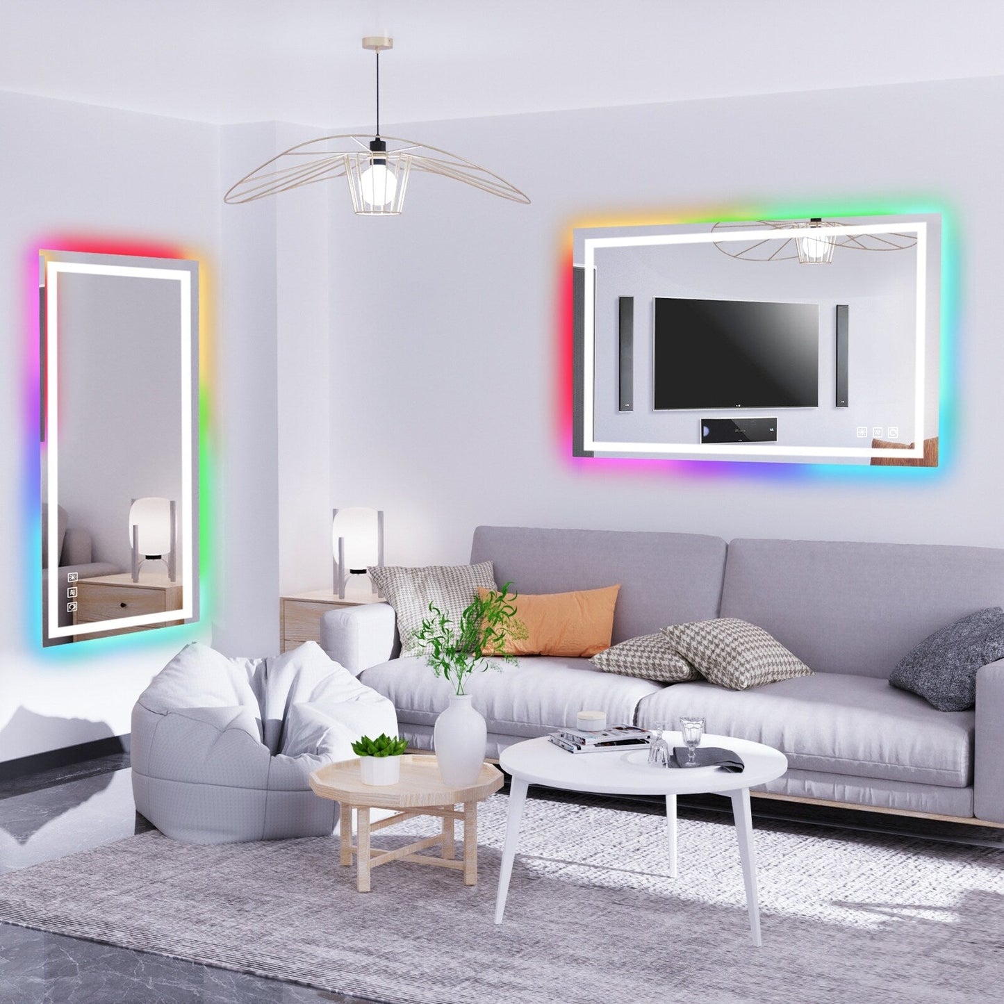 Specchio da bagno antiappannamento retroilluminato RGB e frontale a LED