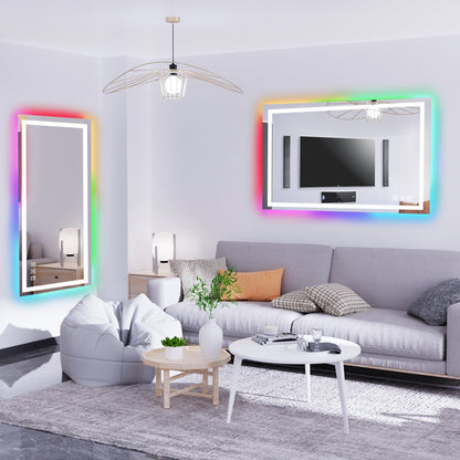 Specchio da bagno antiappannamento retroilluminato RGB e frontale a LED