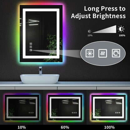 Specchio da bagno antiappannamento retroilluminato RGB e frontale a LED