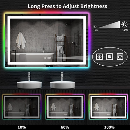 Specchio da bagno antiappannamento retroilluminato RGB e frontale a LED