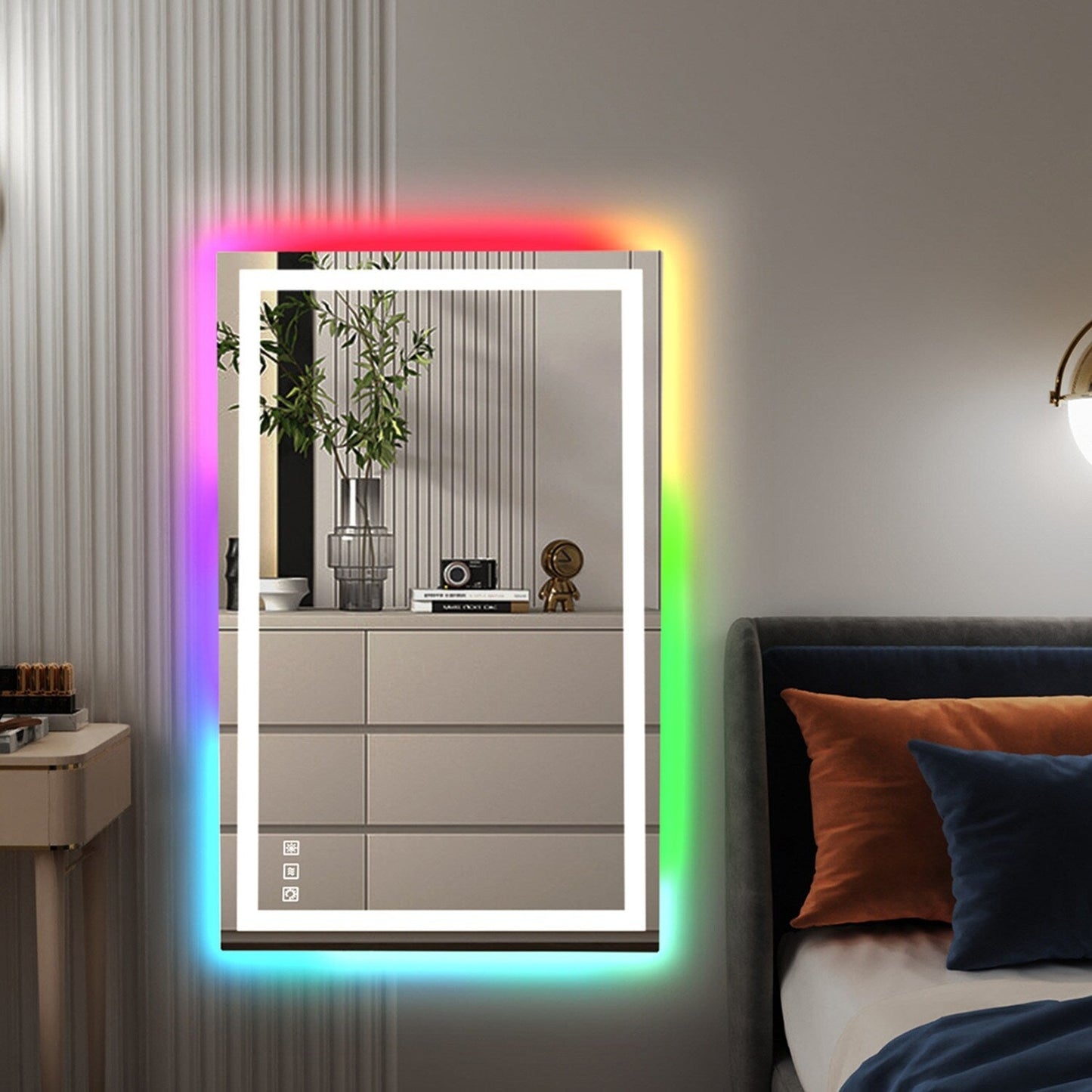 Specchio da bagno antiappannamento retroilluminato RGB e frontale a LED