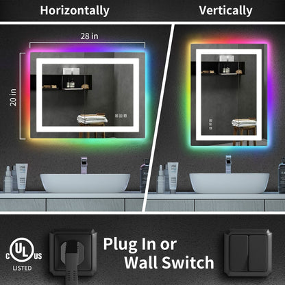 Specchio da bagno antiappannamento retroilluminato RGB e frontale a LED