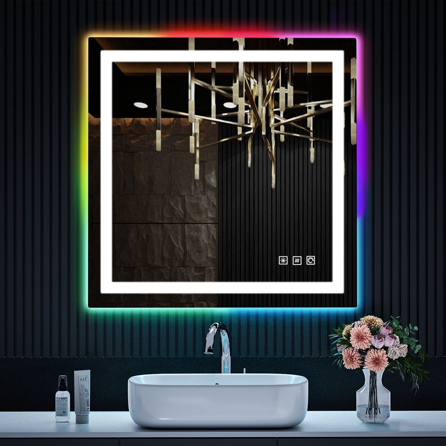Specchio da bagno antiappannamento retroilluminato RGB e frontale a LED