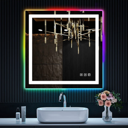 Specchio da bagno antiappannamento retroilluminato RGB e frontale a LED