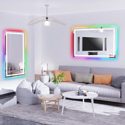 Specchio da bagno antiappannamento retroilluminato RGB e frontale a LED